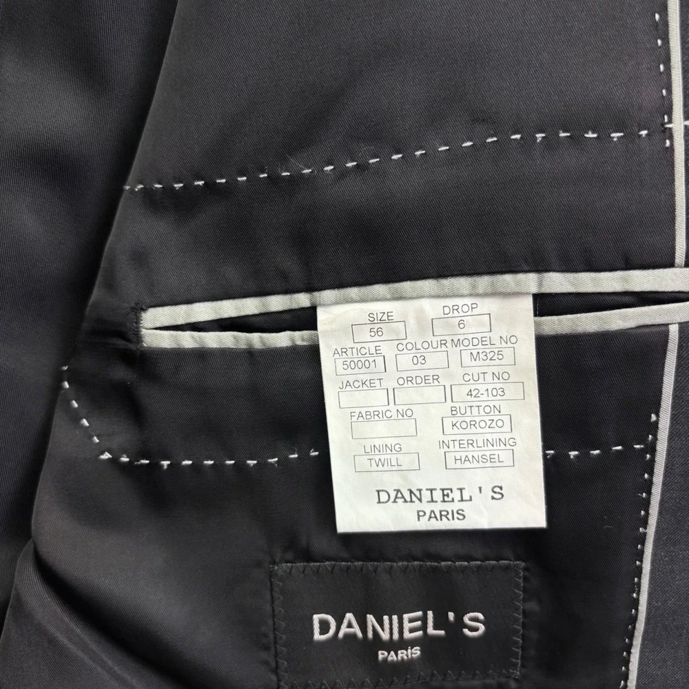 Daniels Paris Mens Super 120s Wool 3 Button Blazer Jacket Black Size 56 Drop 6